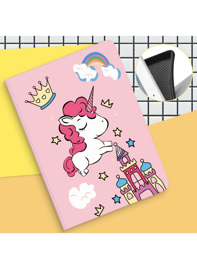 Suitable For Ipad Protective Case 10.2 Case Air2 Silicone 9.7 Case Air4 Anti-fall Mini12345 Case Pro10.5-Color:Crown Unicorn-Applicable Model:Pro9.7
